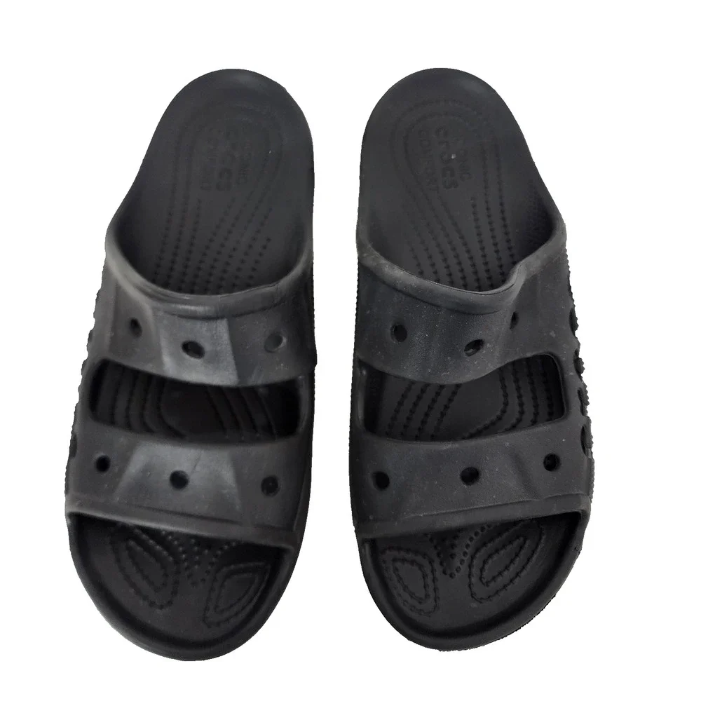 Crocs Uni-Sex Baya Sandals Size M 10 W 12 Black Two Strap Slids Slip On 207627